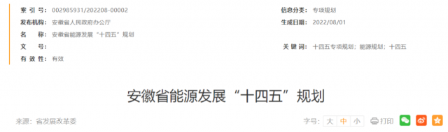 安徽：十四五新增風(fēng)電388萬千瓦、光伏1430萬千瓦